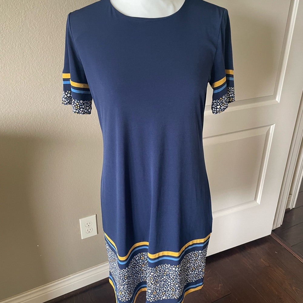 SOLD Michael Kors Navy Dress with Yellow and White Details M NWOT